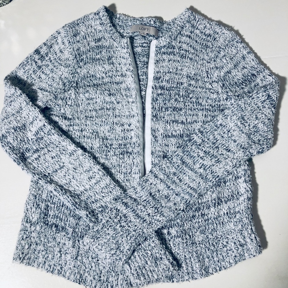 Ann Taylor Loft Black & White Knit Sweater Jacket
